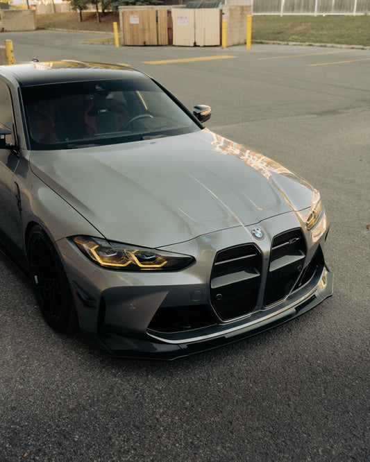 Carbonique High-Quality 3-Piece Dry Carbon Fiber V-Style Front Lip Spoiler for BMW G80/G82 M3 & M4 (2021 & Up)